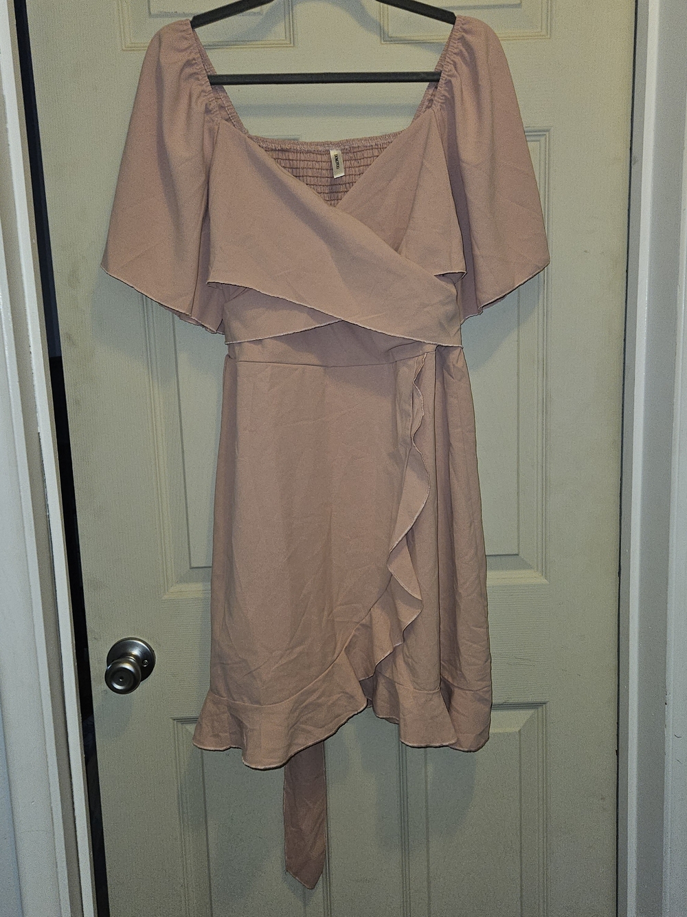 Women’s Dusty Pink Ruffle Wrap Midi Dress